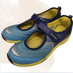 Vionic Action Sunset Mary Jane Tennis Shoes 9 Blue‎ Green Orthotic Footbed
